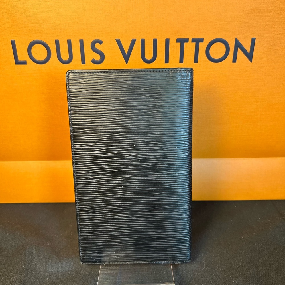 Louis Vuitton Black Epi Leather Long Slim Bifold Brazza Unisex Wallet  A74 - Picture 9 of 12